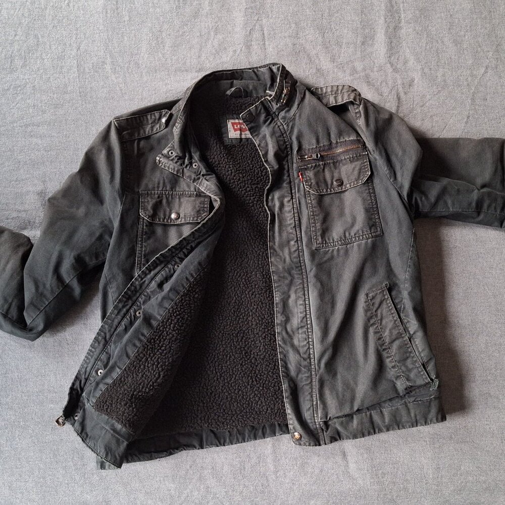Levi's Black Denim Fleece-Lined Jacket Men's Medium